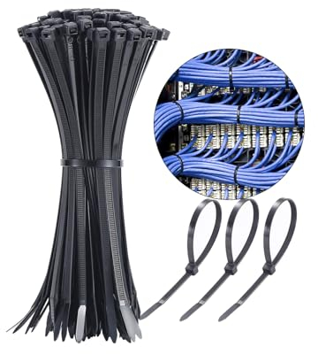 Attache cable Noir Paquet de 100 Nylon Attache Câble 200mm x 4.8mm,Résistant aux UV Résistant à la Chaleur Attaches de câble Applicable à Intérieur,Extérieur,Regroupement de Fils