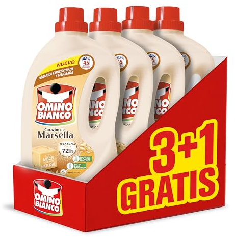 Omino Bianco Detergente líquido marsella 45 dosis, caja 3+1 gratis, 7200ml