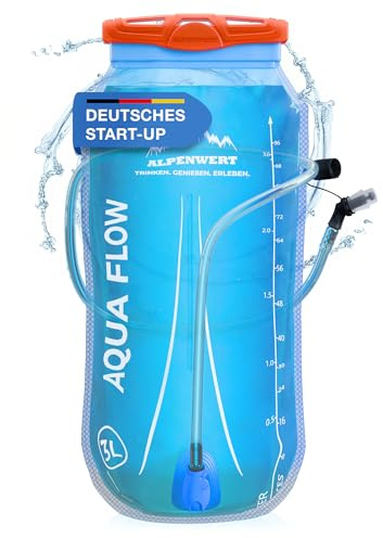 Alpenwert® Dricksbubbla med dricksslang [vattenbubbla 2 l/3 l BPA-fri] ultralätt dricksystem för ryggsäck perfekt för utomhus, löpning, trailrunning (3 liter)