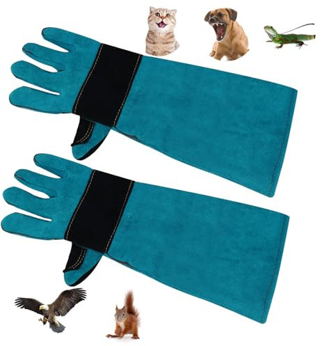 WPPQWP Bissfeste Handschuhe für Hunde und Katzen, 45cm Dornenfeste, Kratz- und Bissfeste, Verdicktes Rindsleder für Haustierhaarpflege, Haustiertraining, Schweißen, Gartenarbeit