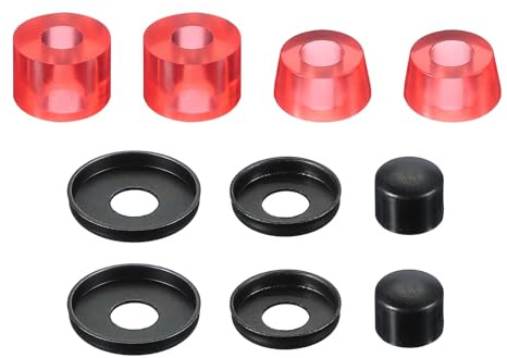PATIKIL Cojinetes de Skateboard, Kit de Reconstrucción de Camión de Tabla Larga de 90A PU con Arandelas y Copas Pivotantes para Piezas de Skateboard Al Aire Libre, Rojo Transparente