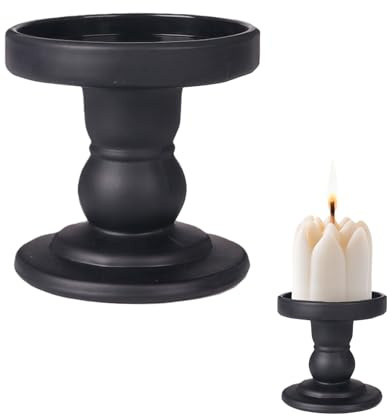 Portavelas de cristal negro con forma de pilar cónico, soporte para velas de té, para el hogar, mesa de comedor, centros de mesa de boda, decoración del hogar (sin velas)