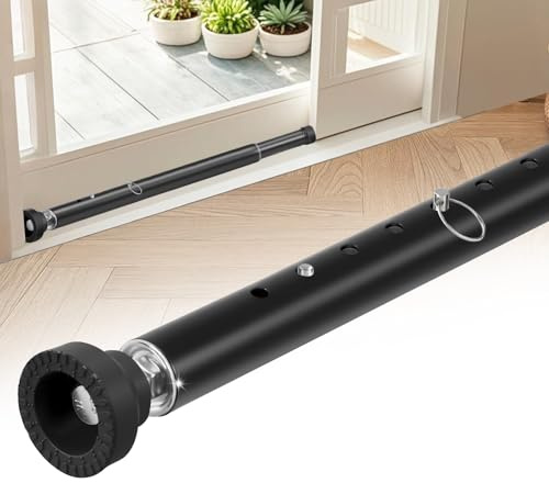 Supforce Sliding Door Security Bar, 17-55 Inches Adjustable Window Security Bars, 1 Inch Heavy Duty Sliding Door Lock Bar with Rubber Tips, Sliding Glass Door Security Bar for Home Apartment (Black)