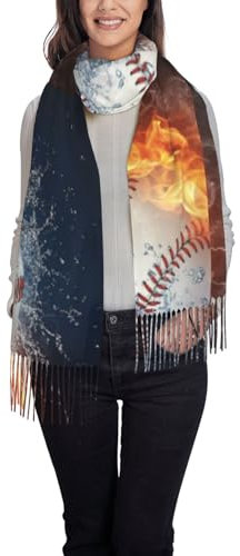 Poadnly Baseball, Großer weicher Kaschmir-Schal, Wickelschal, Fransenschal, leichte Stola, 197 x 72 cm