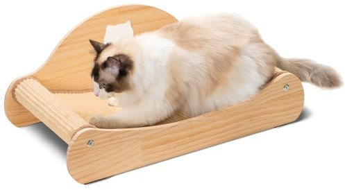 Avont Sisal Kratzbrett Holz, Kratzliege für Katzen, Bequeme Kratzpads zum Schlafen -M