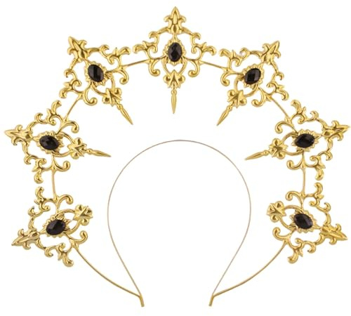 1 PCS Goddess Wire Headband for Women, Gothic Boho Hair Accessory, Baroque Bridal Headpiece with Sparkling Rhinestones and Crystal Accents, Victorian Hair Crown for Wedding Festival Photo Prop