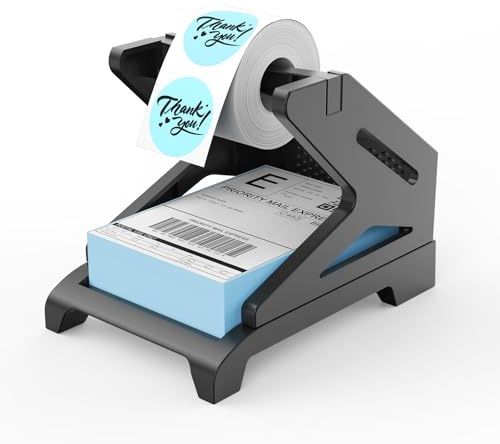 Rongta Label Holder for Rolls and Fan-Fold Labels, Thermal Sticker Roll Holder for Desktop Thermal Printer, Label Dispenser, Supplies for Office, Home (Black)