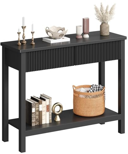 HOOBRO 39.4 Console Table with 2 Wavy Drawers, Narrow Long Entryway Table