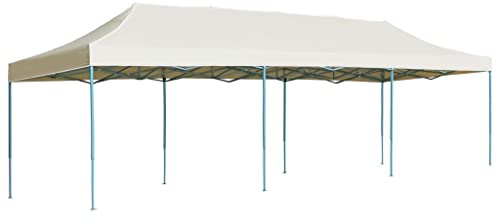 Owoxanthellate Tienda plegable desplegable 3 x 9 m, marco de acero 600D Oxford PVC UV 12 estacas para el suelo, 6 cuerdas, jardín, barbacoa, terraza, exterior