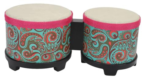 Karlak Bongo Trumset Kombination Hand Percussion Ackompanjemangsinstrument för Barn Vuxna, Naturlig Djurhud, 5 6 (Blå konsistens)
