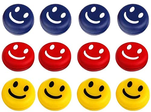 KuTi Kai Tennis Vibration Dampener - Silicone Racket Shock Absorbers for Strings - Great for Tennis Players, Durable - Premium Quality （Smile-12Pcs）