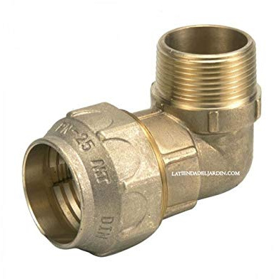 Suinga Codo Macho Laton 20mm x 1/2'' para Tuberia Polietileno | Codos Rosca Macho | Accesorio de Fontaneria Roscado | Certificado Aenor | Conexion Rosca Macho