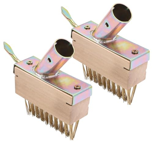 Hsthe Sea 2PCS Weed Brush Long Handle for Cleaning Patios, Block Paving and Driveway − Patio Remover Tool with Angled Wire Bristles,to Remove Weeds Moss Build-Up