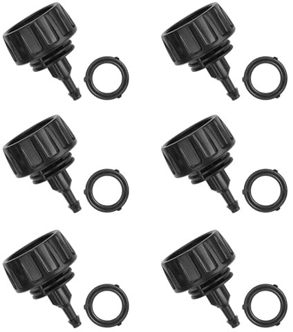PEUTIER 6 Pzs Conector de Tubería de Riego por Goteo, Adaptador de Tubería de Riego por Goteo con 6 Anillos Negros Adaptador de Manguera de Grifo de Jardín para Manguera de Grifo de Jardín de 1,9 cm