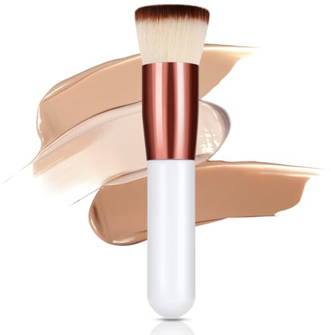GlasFlength Pinceau Fond de Teint Fluide Contouring, Pinceau Maquillage Grand Pinceau de maquillage Professionnel Kabuki Parfait pour Mélange Liquide Crème ou Poudre Cosmétique pour femme (Blanc)