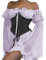 YINGWIN Costume de pirate pour femme, corset, en mousseline de soie, robe à épaules dénudées, corset violet et noir, XL