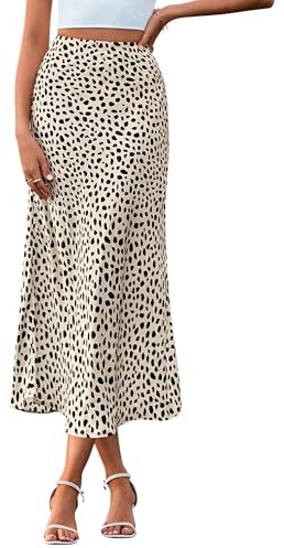 BTFBM Women's Skirts Satin Leopard Print Silk Midi Skirt | High Waisted,A Line,Cocktail Party,Wedding Guest,Elegant,Casual,Summer,Fall,Womens Clothes