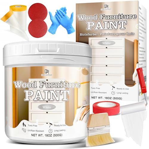 Vernici Per Mobili Bianco, 500g Vernice Opaca Per Mobili A Base D'Acqua, Pronto All'Uso, Per La Lavorazione Di Sedie, Tavoli, Inclinati, Tavoli Da Toeletta, Interni Ed Esterni, Adatto Con Attrezzi