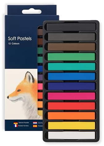 Creavvee Soft Pastel Set of 12 Colours – Square Chalk Pastels for Artists, Students & Beginners | Ideal for Art, Drawing & Sketching | Non-Toxic, Easily Blendable & Smooth Texture