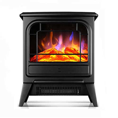 Decorative Fireplace Electric Fireplace Stove, Portable Freestanding Heater, Realistic Flame Logs Vintage Design for Corners，Overheating Safety Protection