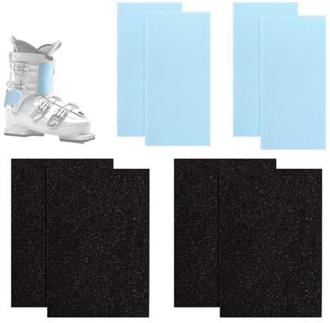 8 Pièces Protège Tibia Ski, Adhésifs Protège-Tibias pour Snowboard Inserts en Mousse pour Chaussures de Ski 2 Tailles (18x12cm, 15,2x7,5cm) for Enfants Adolescents Hommes et Femmes