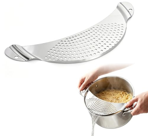 JYYWTSI Durkslag i rostfritt stål, Durkslag för kastruller upp till 26 cm i diameter, Värmebeständig pastasil med dubbelt handtag för pasta, potatis, grönsaker, frukt och tillagad mat