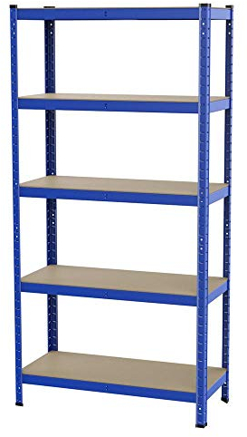 Yaheetech Lagerregal XL Kellerregal Werkstattregal Regal verzinkt belastbar bis 175kg, Größe: 180 x 90 x 40 cm, Keller, Blau