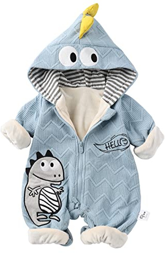 Bebé Niños Niñas Mono Dinosaurio Mameluco con Capucha Manga Larga Peleles Algodón Pijama Infantil Traje de Dormir Recién Nacido Onesie