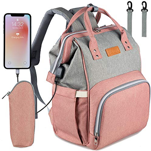 NEVEQ Sacs à Dos à Langer pour Bébé Sac de Voyage, Sac à Dos Conception et Sac à Main pour Mères et Soins des Bébés (Gris et rose)