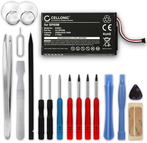 CELLONIC 1x Battery for Game console Compatible with Sony PS Vita (PCH-1000 / PCH-1004), PS Vita (PCH-1100 / PCH-1104), SP65M - (2200mAh, 3.7V) + Tool-kit