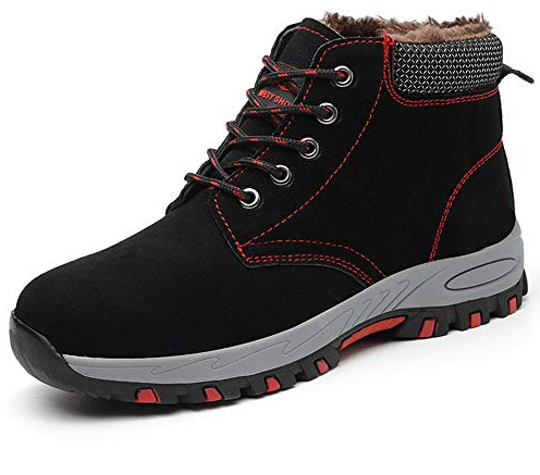 Safety Boots Warm Fured Waterproof, Wide Fit Steel Toe Safety Shoes Trainers Work Boots Shoes, Puncture Proof and Non Slip Ankle Footwear Black 9 UK 43 EU 265