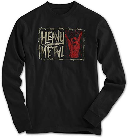 Tee-shirt à manches longues pour homme Heavy Metal Fan de musique avec fourchette à frites - Noir - X-Large