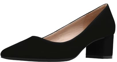 Dream Pairs Women’s Chunky Low Block Heels,Black/Nubuck/Pu,5.5