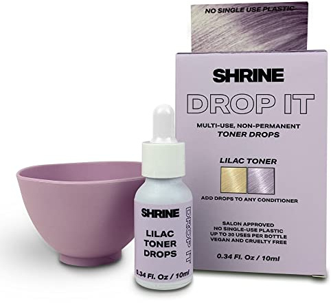 Shrine Drop It - Hair Toner - Temporary Hair Color - Rich, Natural Autumn & Winter Shades - Semi-Permanent Dye - Vegan & Cruelty-Free - Multi-Use - 200 Drops Per Bottle (LILAC TONER)