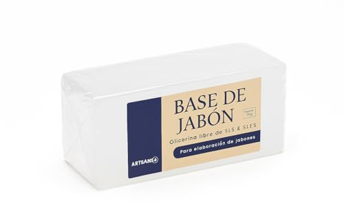 Glicerina para hacer Jabones Naturales | 1 Kg de Jabón base Glicerina Sólida Sin SLS | Transparente para hacer Pastillas de Jabón | Derretir y Verter, para Manualidades y Regalos (1kg, Transparente)