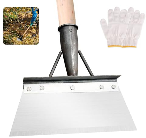 ALLOMN Garden Shovel, Multifunctional Garden Spade Shovel Outdoor Garden Cleaning Shovel Garden Scraper Flat Shovel Snow Removal Shovel with Gloves Patio Weed Remover Tool, NO Handle(25cm)