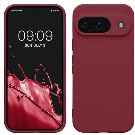 kwmobile Housse Compatible avec Google Pixel 9 Coque - Housse de téléphone en TPU avec Protection Appareil Photo - Bordeaux Violet