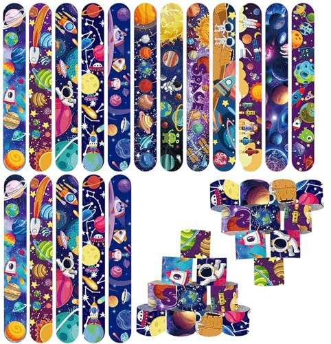 POPOYU 24 Pulseras Slap Set para Niños y Niñas - Snap Bracelets para Cumpleaños, Fiesta Escolar - Accesorios de PVC con Núcleo de Metal