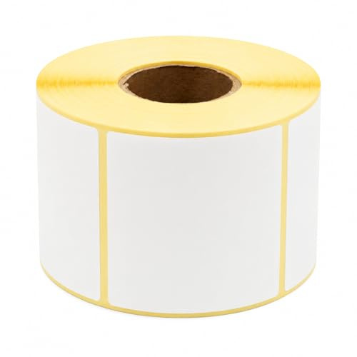 MD Labels Etiquetas térmicas blancas en rollo 50 x 50 mm 1000 unidades, adhesivo permanente, para código de barras, etiquetas blancas adhesivas para escribir