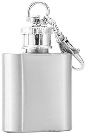 NUZAMAS Flasque à whisky de 1 oz en forme de porte-clés, mini flasque portable en acier inoxydable 304 avec porte-clés pour boire de l'alcool, bouteille de hanche, seau à vin pour homme
