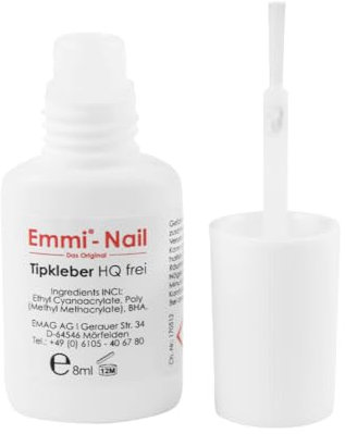 Emmi-Nail 5er Set Tipkleber ohne HQ – 5x 8ml Nagelkleber für Kunstnägel & Nageltips – Extra stark, schnell trocknend, ohne Hydrochinon – Profi Nail Glue für Gelnägel, Tips & Press On Nails