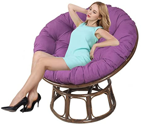 Cojín redondo resistente al agua para silla, almohada suave para uso en interiores y exteriores, 120 x 120 cm, perfecto para jardín, patio y hogar, color morado