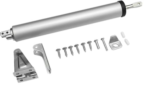 Screen and Storm Door Closer Kit, Heavy Duty Pneumatic Screen and Storm Door Closer, Screen and Storm Door Push Button Latch Set Replacement Kit, Adjust Smooth Closing Speed. (Silver)