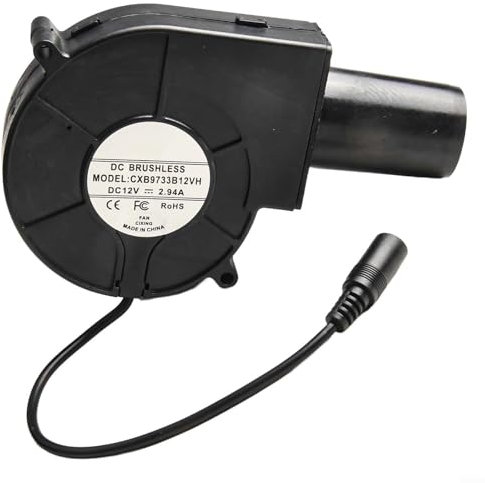 Yhenlovtt Ventilador DC 12V 2.7A Doble rodamiento de bolas Ventilador de refrigeración de alta velocidad con control para barbacoa Estufa Turbo Ventilación