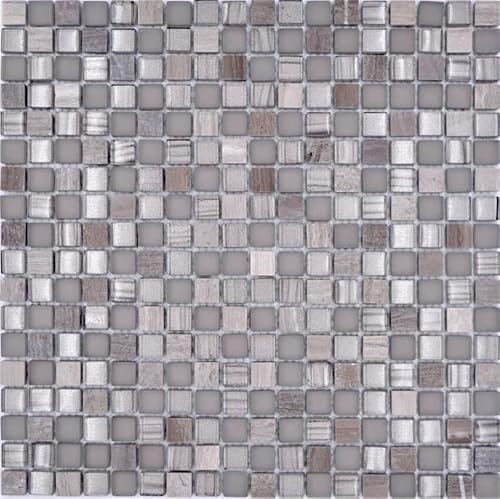 Carreaux de mosaïque en verre naturel - Mélange de pierres grises mates