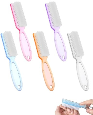 JUKOTA Set di 5 spazzole per unghie con manico, spazzola unghie,nail cleaner,portaspazzole per unghie,setole morbide, per manicure, per unghie e dita dei piedi