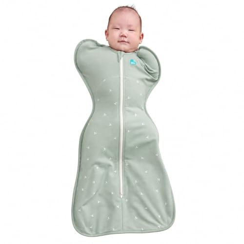 Love To Dream™ Swaddle UP™, medium 6-8,5 kg, olivkvistar, tät passform, stöder hälsosam sömnrutin | 1,5 TOG idealisk för användning året runt (18 – 22 °C) | maskintvättbar bomull och dubbel dragkedja
