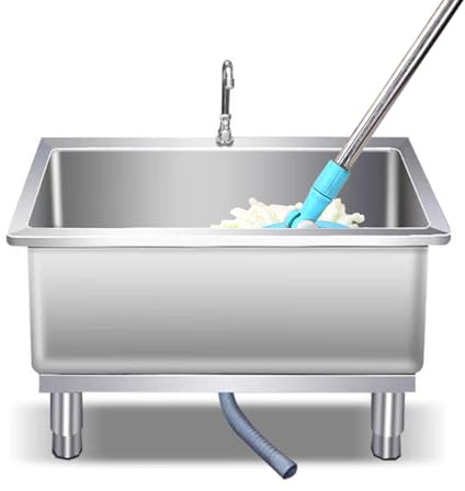 TRGCJGH Commercial Floor Mop Sink, Stainless Steel Floor Mount Mop Basin with Drainage/Strainer, Laundry Room Slop Sink for Kitchen/Restaurant(50x40cm/19.6x15.7in,silver)