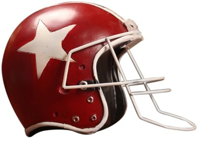 MALUGOGO Vintage Red Resin Football Helmet Ornament Desktop Decoration for Home Office Living Creative Resin Adornment with Smooth Texture Stylish Gift for Men and Family