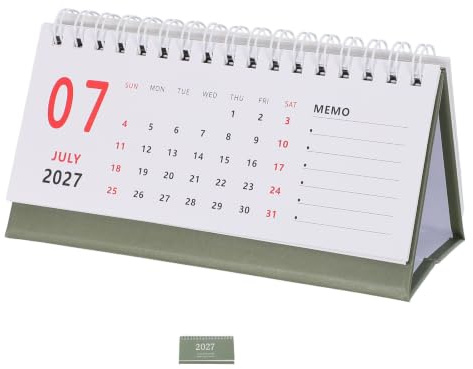 AMUSLESUR Mini Bordskalender med Stabil Spiral Platsbesparande Långsmal Flip- Kalender för Hem och Skola Minimalistisk Planerare med Skrivutrymme